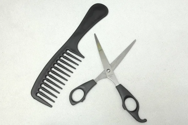 Barber Tools Comb Barber Scissors White Background — Stock Photo, Image