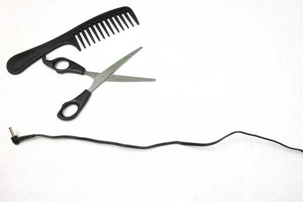 Background Designer Hairdressing Tools Scissors Comb Hair Clipper — Stock Photo, Image