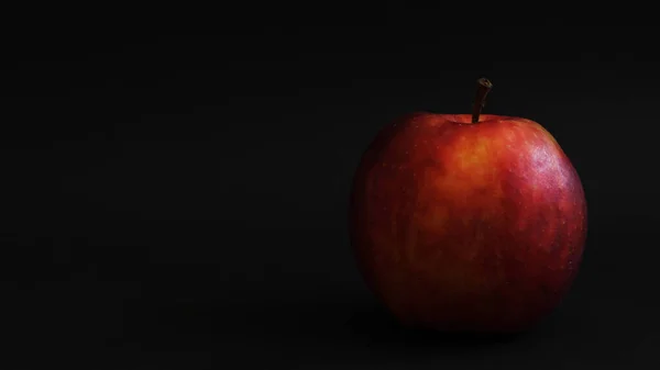 Ein Großer Roter Apfel Auf Schwarzem Hintergrund — Stockfoto