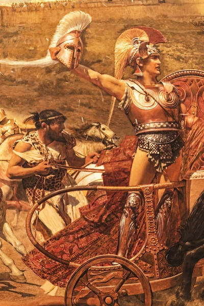 Enorm Fresco van de held Achilles in de strijd om Troje — Stockfoto