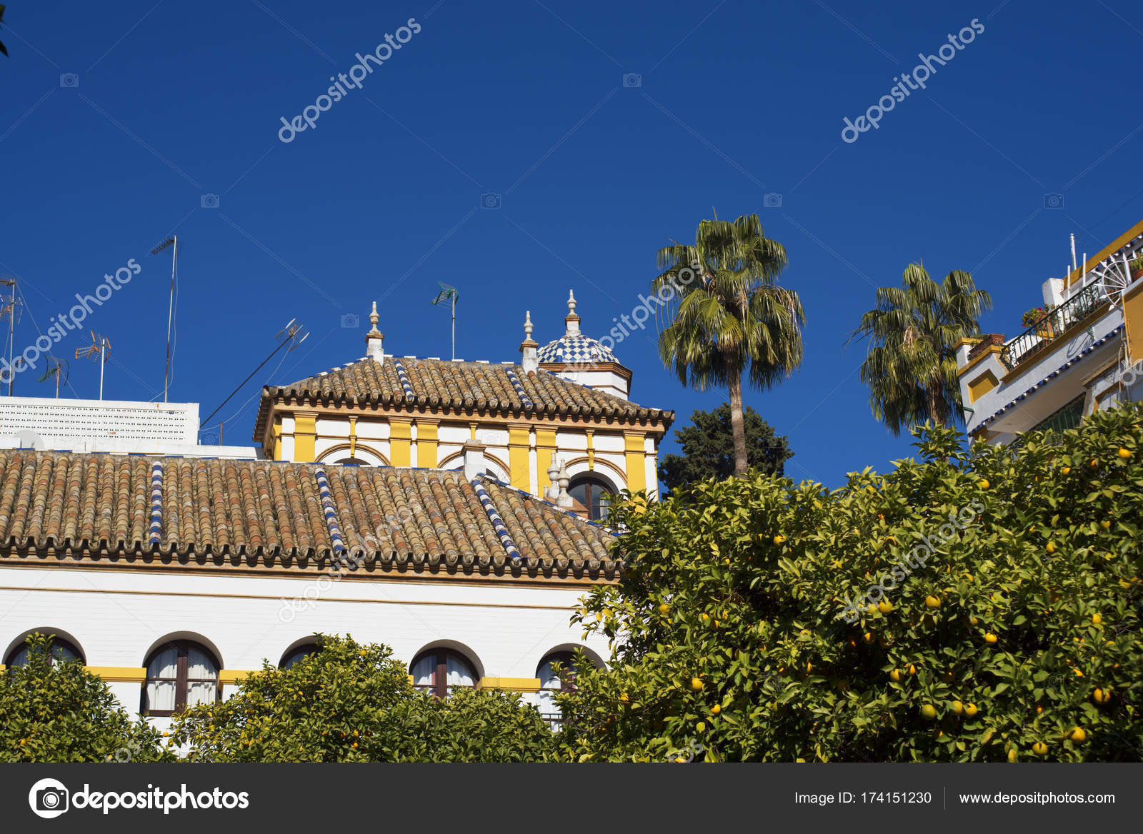 moorish architecture in seville andalucia spain stock photo