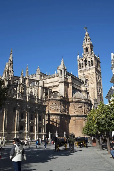 Giralda Tower and Cathedral in Seville in Andalucia Spain — Stock Photo, Image