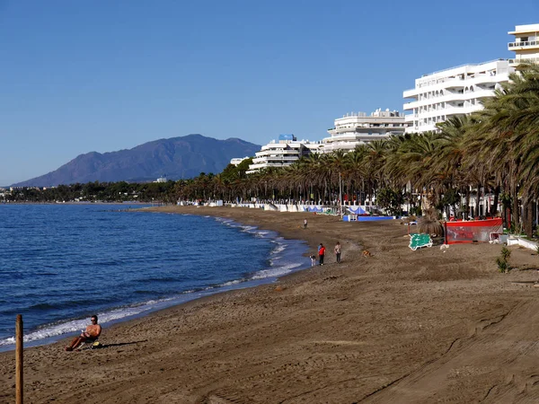 Quiet Beach Jižním Španělsku Marbella Andalucua Listopadu — Stock fotografie