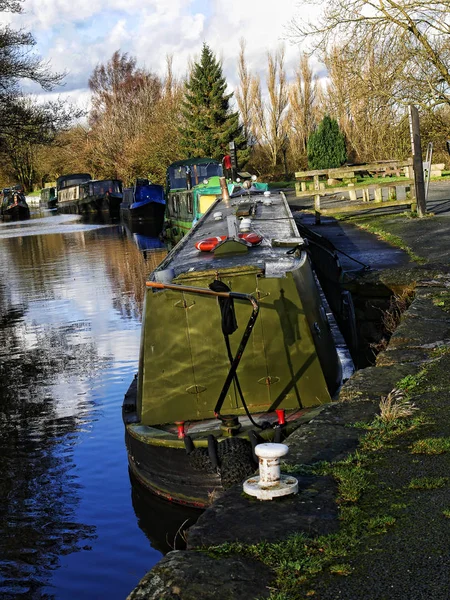 Canal Leeds Liverpool Salterforth Bela Paisagem Fronteira Lancashire Yorkshire Norte — Fotografia de Stock