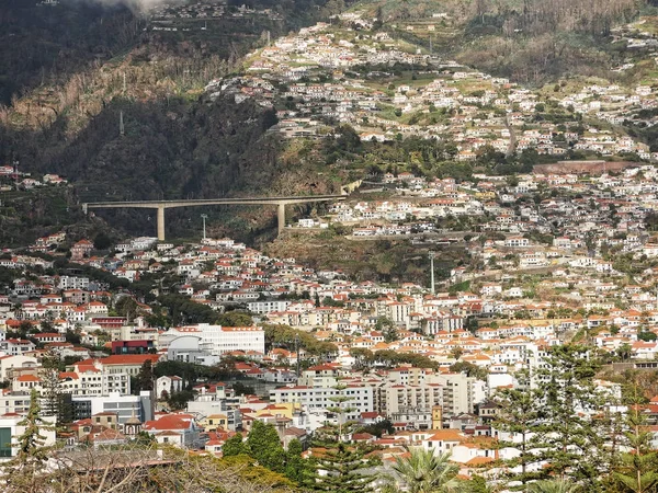 Paisaje Urbano Ciudad Funchal Caer Noche Sobre Isla Madeira Portugal — Foto de Stock