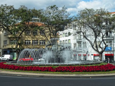 Funchal 19 Aralık 2017.Architectural ayrıntılarını Funchal sermaye şehir büyüleyici Madeira Adası Portekiz binalarda