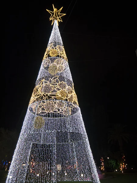 Funchal Dicembre 2017 Albero Natale Fatto Luci Elettriche Funchal Capitale — Foto Stock