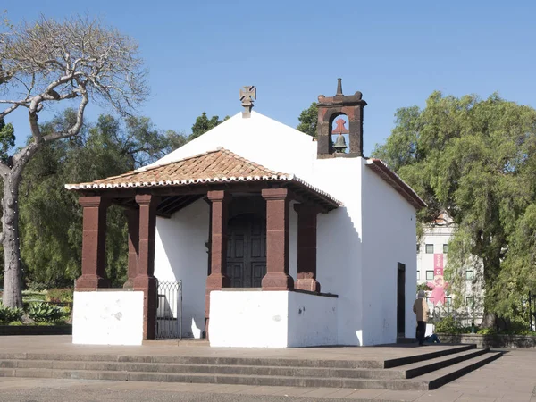 Charming Chapel Santa Caterina Park Overlooking Harbour Funchal Island Madeira — Stock Photo, Image