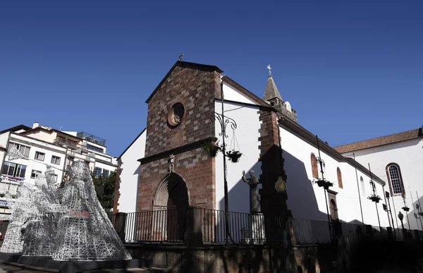 Christmas Decorations Cathedral Our Lady Assumption Called Funchal Island Madeira — Stock Photo, Image