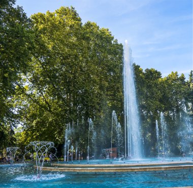 Budapeşte 'deki Tuna Nehri' ndeki Margaret Adası 'ndaki park, Macaristan' ın işlek şehri Budapeşte 'de hoş pınarlarıyla sessiz bir vahadır.
