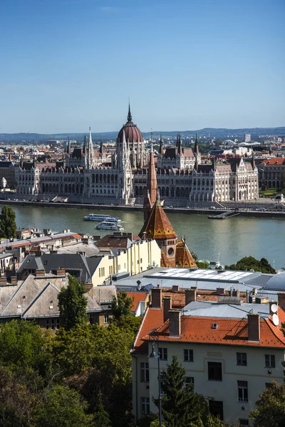 Hatalmas Duna Ahogy Bécs Fekete Tenger Között Halad Budapest Városán — Stock Fotó