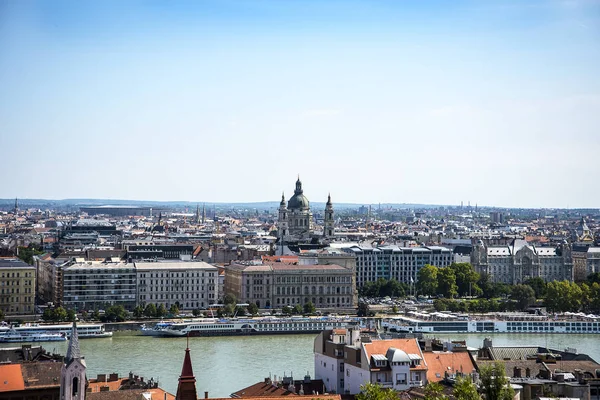 Hatalmas Duna Ahogy Bécs Fekete Tenger Között Halad Budapest Városán — Stock Fotó