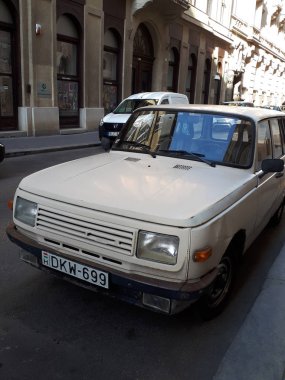 Vintage car in excellent condition parked on the street in Budapest Hungary