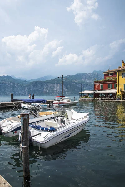 Malcesine One Lovely Towns Lake Garda Northern Italy Has Its — Stock Photo, Image