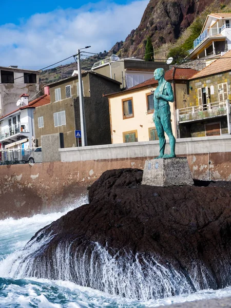 Wioska Paul Mar Maderze Posąg Nazywa Się Homem Mar Człowiek — Zdjęcie stockowe