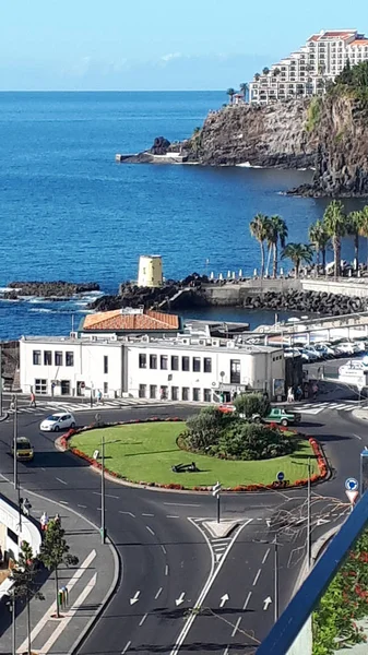 Глубоководная Гавань Порт Фуншала Острове Мадейра Причаливают Паромы Круизные Лайнеры — стоковое фото