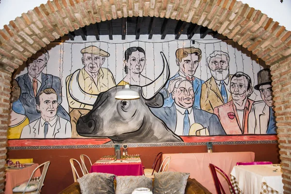 Naar Een Stierenvechtmuurschildering Straat Nerja Aan Costa Del Sol Spanje — Stockfoto