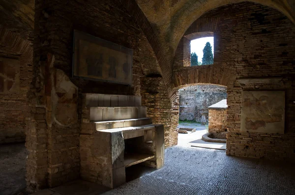 Sítio Arqueológico Abandonado Ostia Antica Antigo Porto Roma Itália Foz — Fotografia de Stock