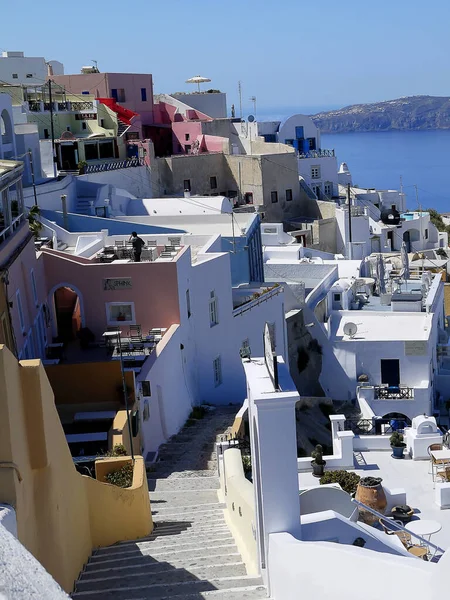 Fira Est Capitale Île Santorin Dans Les Îles Cyclades Grèce — Photo