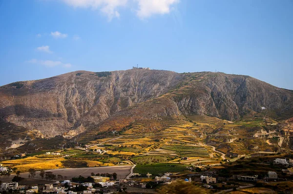 Het Prachtige Landschap Het Eiland Santorini Cycladen Griekenland Uitbarsting Van — Stockfoto