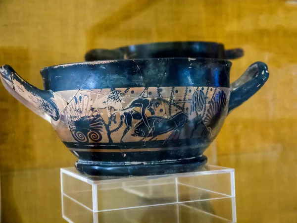 Antike Artefakte Keramik Und Fresken Aus Thera Einer Stadt Die — Stockfoto