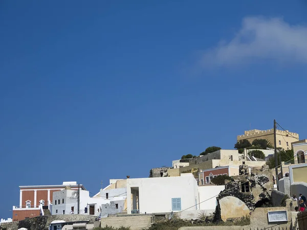 Santorini Adasındaki Geleneksel Yunan Mimarisi 4000 Yıl Önce Volkan Patladığında — Stok fotoğraf