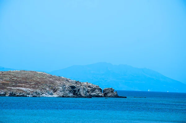 Aproximando Ilha Templo Delos Nas Ilhas Cíclades Grécia Ilha Delos — Fotografia de Stock