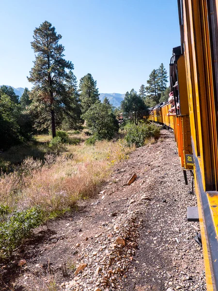 Narrow Gauge Railway Durango Silverton Runs Rocky Mountains River Animas — Stock Photo, Image
