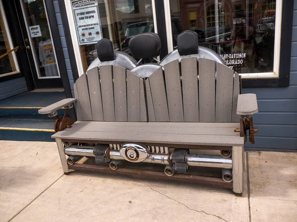 Bench Gemaakt Van Motorfiets Componenten Voormalige Zilvermijnbouw Stad Silverton Rocky — Stockfoto