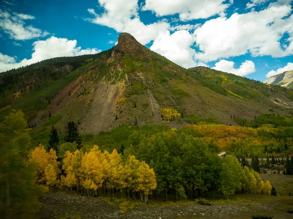 Narrow Gauge Railway Durango Silverton Runs Rocky Mountains River Animas — Stock Photo, Image