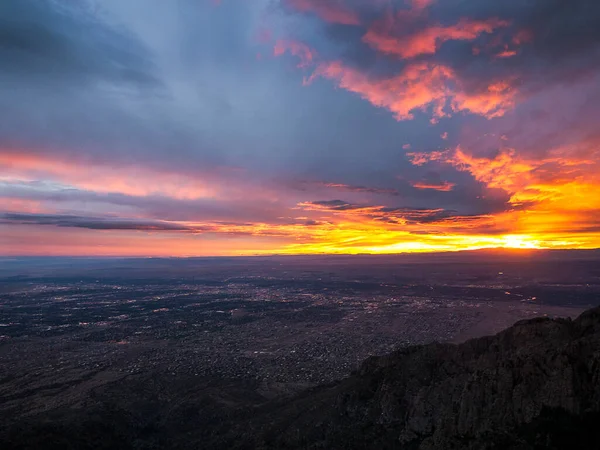 Sunset Sandia Peak Albuquerque North Central New Mexico Sandia Mountains — Stock Photo, Image