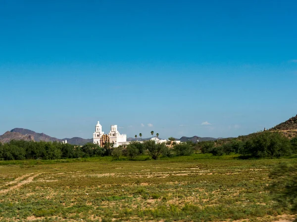 Mission San Xavier Del Bac Historyczna Hiszpańska Misja Katolicka Położona — Zdjęcie stockowe