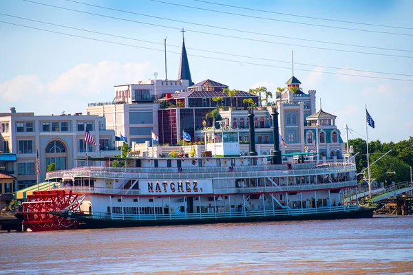 Nábřeží Řeky Mississippi Jak Protéká Městem New Orleans Louisianě Usa — Stock fotografie