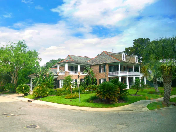 Typical Southern Architecture Suburbs New Orleans Louisiana Usa Stylish Properties — Stock Photo, Image