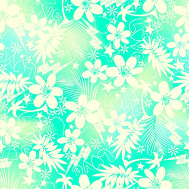 Tropikal aşk seamless modeli ile çiçek