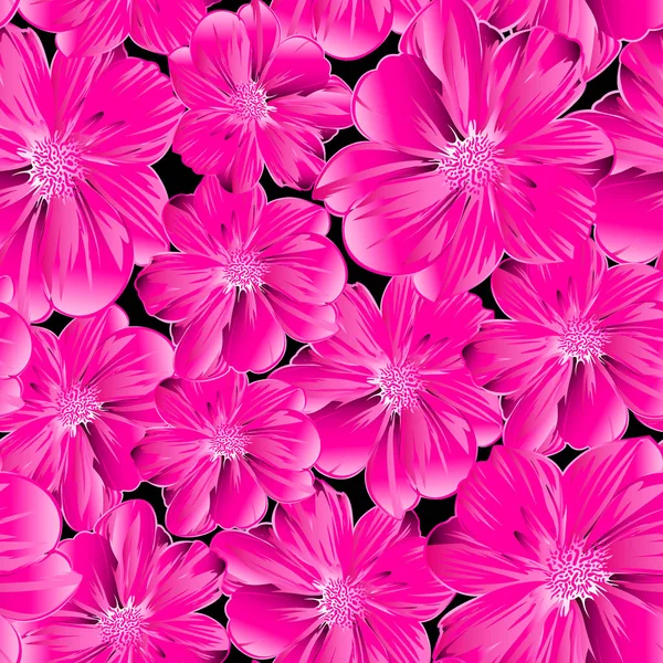 Flores cor de rosa em um padrão sem costura — Vetor de Stock