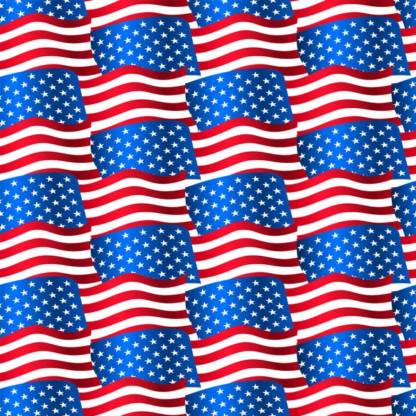 Флаги США размахивают бесшовным рисунком — стоковый вектор