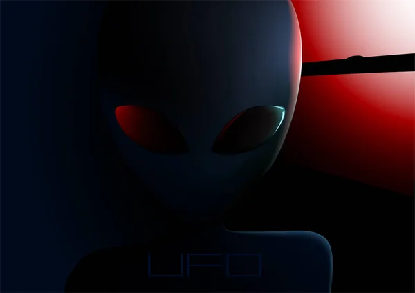 밤에 창 옆 Ufo 외계인 방문자 — 스톡 벡터