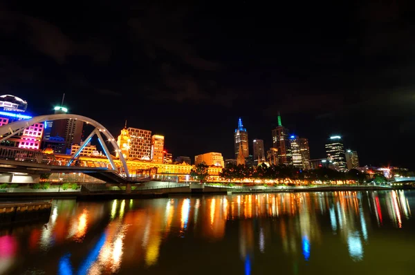 Melbourne City Noite Austrália Fotografias De Stock Royalty-Free