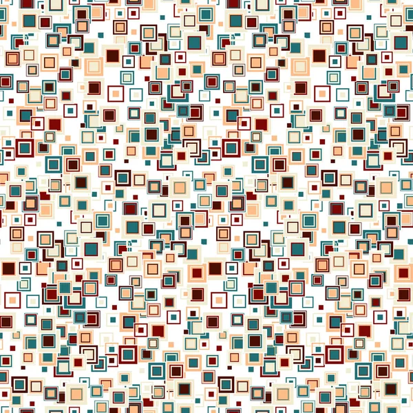Geometrisches nahtloses Muster. die Quadrate in verschiedenen Größen und Farben auf weißem Hintergrund angeordnet. — Stockvektor