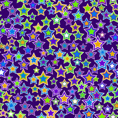 Geometrik seamless modeli. Farklı boyut ve renk mor bir arka plan üzerine düzenlenmiş bir yıldız.