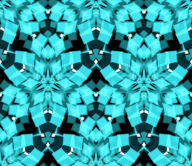Mavi kaleydoskop seamless modeli. Beyaz arka plan üzerinde bulunan renk soyut şekiller oluşur.