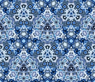 Soyut seamless modeli, mavi arka plan. Grafik Mozaik. Geometrik öğeleri.
