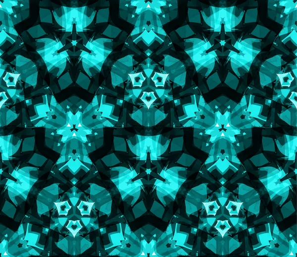 Caleidoscopio azul patrón sin costuras, fondo. Compuesto de formas abstractas de color . — Vector de stock