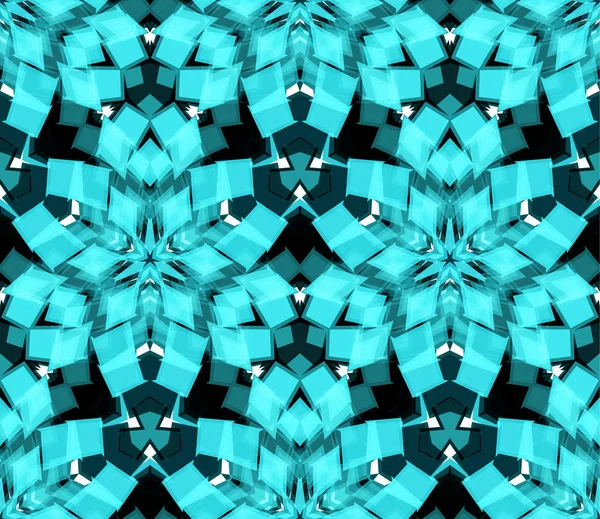 Kék Kaleidoszkóp varrat nélküli mintát. Színes absztrakt formák helyezkedik el a fehér háttér előtt áll. — Stock Vector