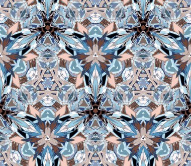 Dikişsiz desen, arka plan. Beyaz arka plan üzerinde bulunan renkli soyut şekiller oluşur.