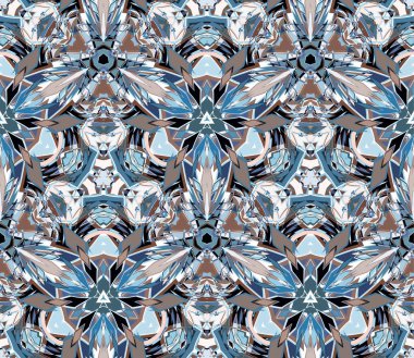 Dikişsiz desen, arka plan. Beyaz arka plan üzerinde bulunan renkli soyut şekiller oluşur.