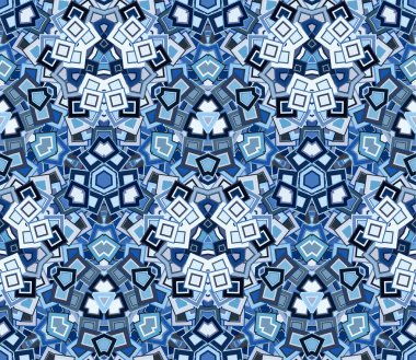 Soyut seamless modeli, mavi arka plan. Grafik Mozaik. Geometrik öğeleri.