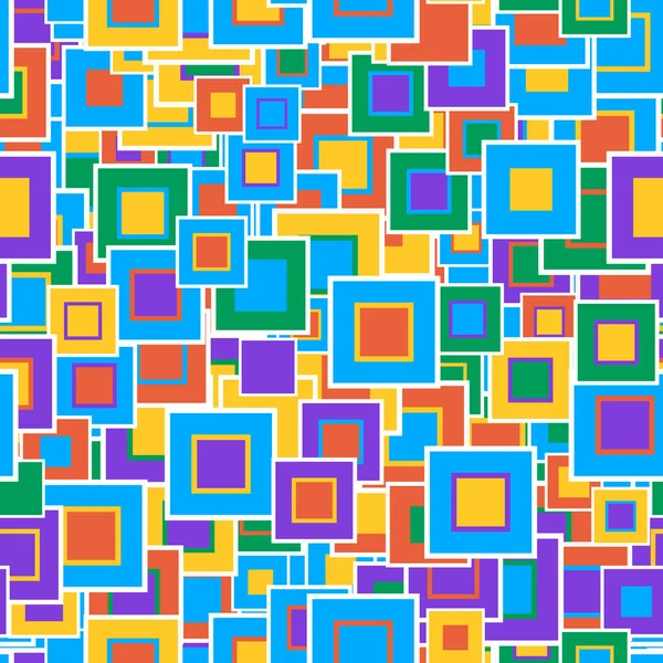Kleurrijke geometrische naadloze patroon. De kwadraten van verschillende maten en kleuren. — Stockvector