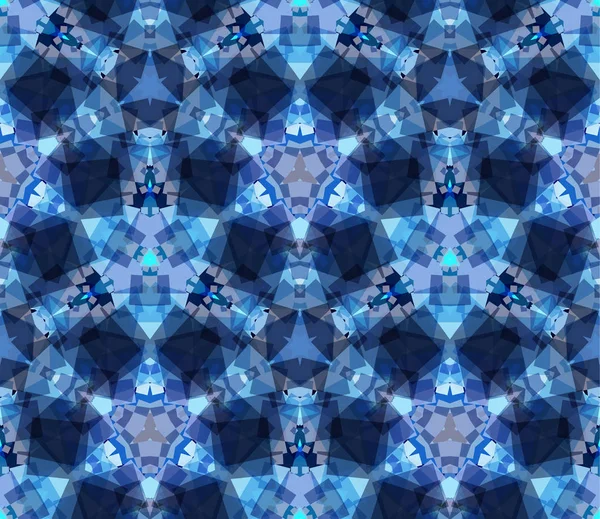 Mavi kaleydoskop seamless modeli, arka plan. Soyut şekiller oluşur.